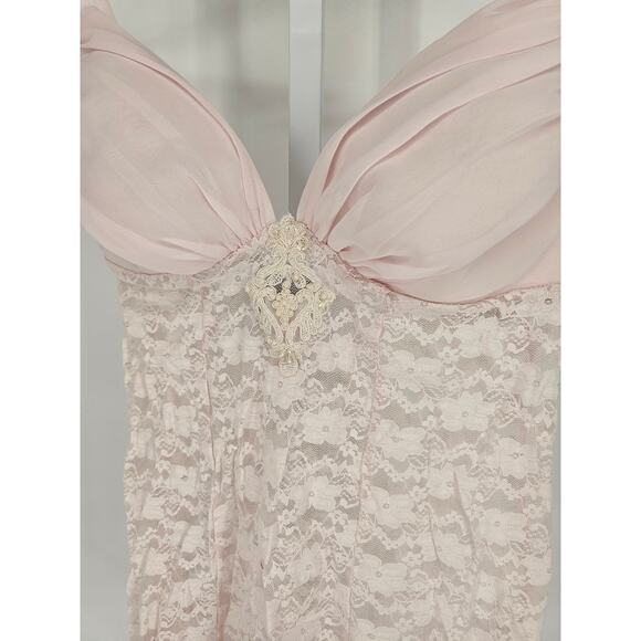 Apt 9 Intimates Womens Sz M Light Pink Babydoll Nightie Nightgown Lace - Picture 2 of 5